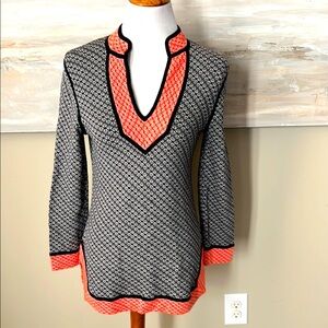 Tory Burch classic navy patterned knit tunic